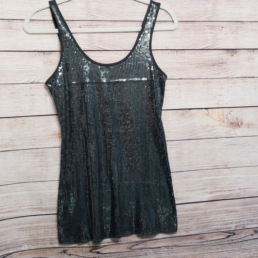 🍭SALE🍭EXPRESS Sequin Racerback  Tank Silver/Grey